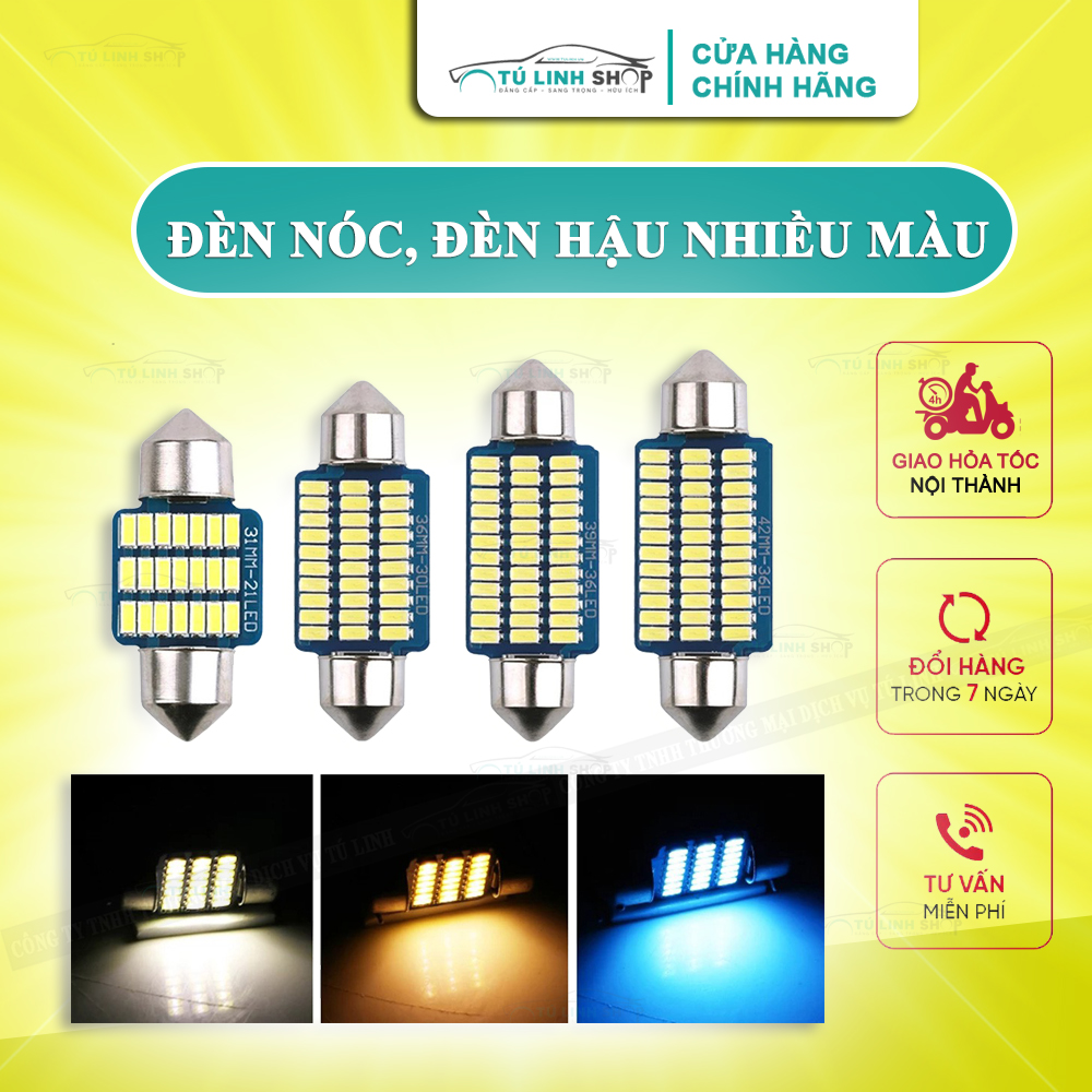 LED trần ô tô gắn nóc xe C5W full size 31mm, 36mm, 39mm, 41mm chip 3014 nhiều màu lựa chọn