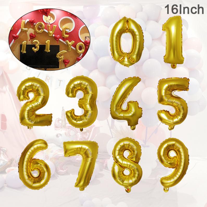 Bóng số trang trí sinh nhật 16inch (40cm) gold