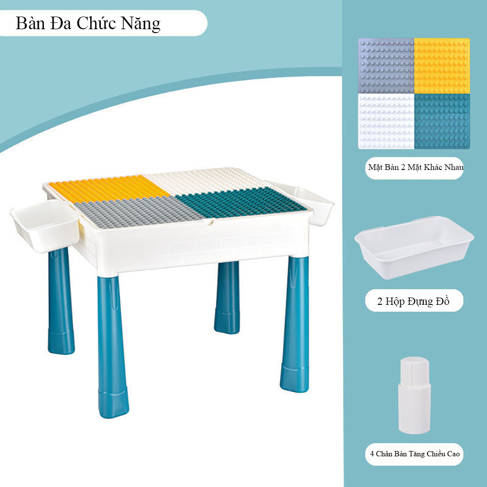 Đồ chơi trẻ em bộ bàn ghế cao cấp size lớn , đa chức năng, kèm nhiều chi tiết. Bàn gồm 1 mặt bàn trơn, 1 mặt bàn lắp ghép xếp hình.