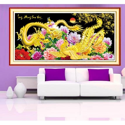 Tranh đính đá Long phụng sum vầy LV240 - tự đính