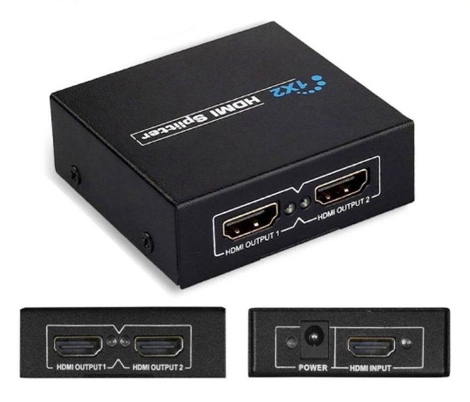 Bộ chia hdmi 1 ra 2 full hd - hub hdmi 2 cổng kèm nguồn