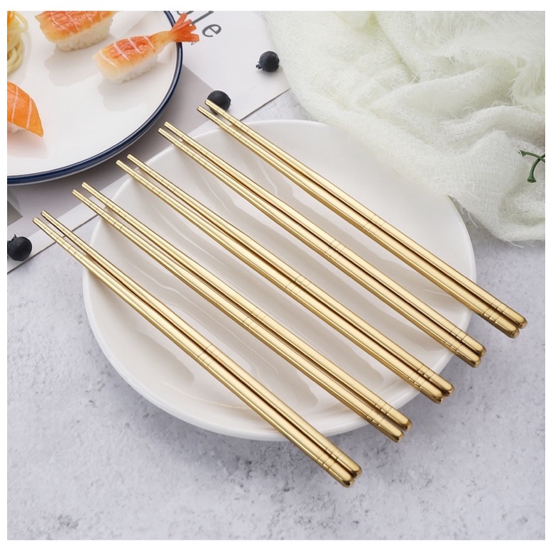 Set 5 đôi đũa ăn inox 304 cao cấp sang trọng