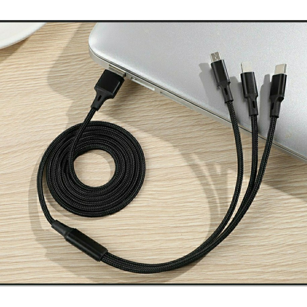 CÁP SẠC ĐA NĂNG 3 TRONG 1 - Lightning - Micro USB - Type C - DÂY DÙ SIÊU BỀN