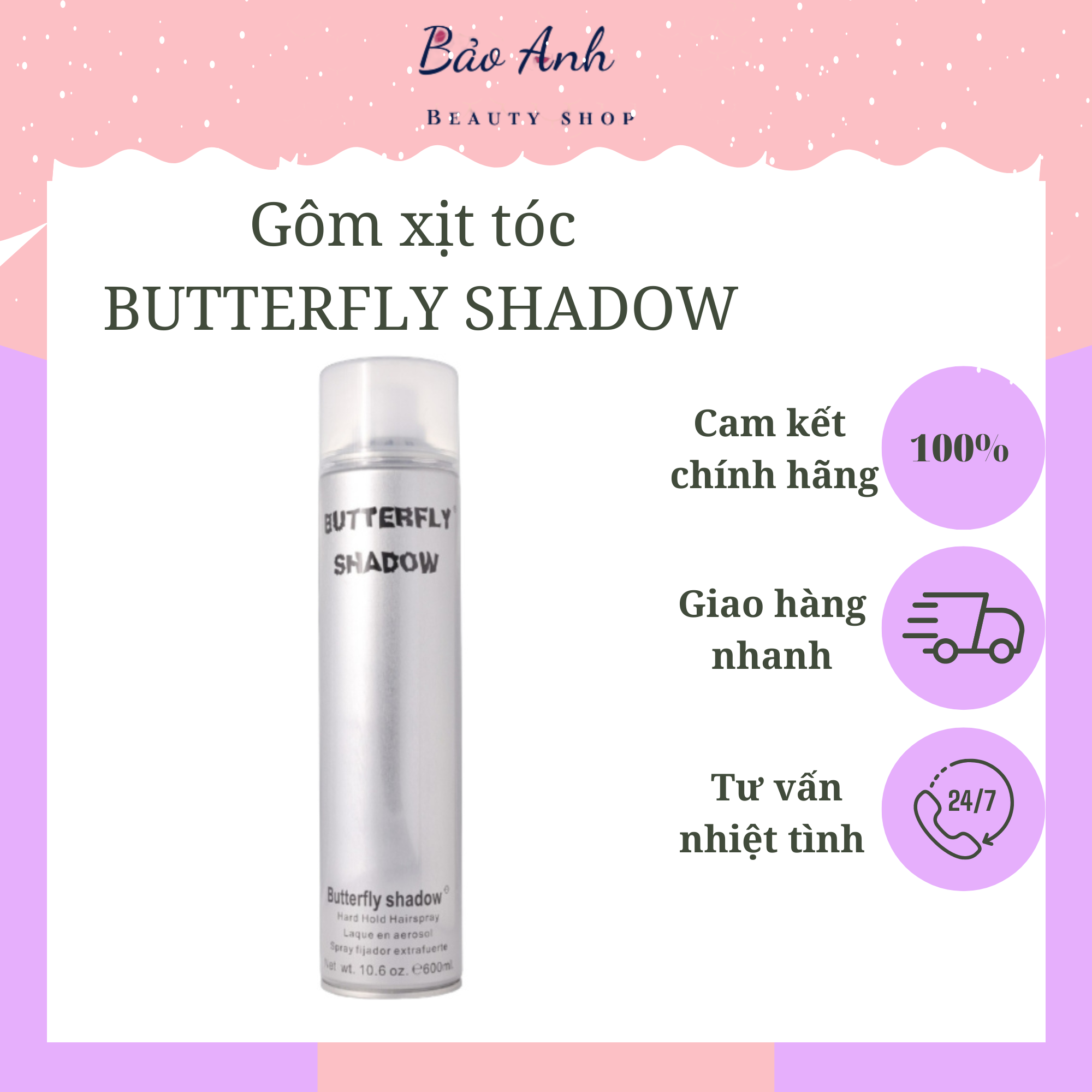 Gôm xịt tóc butterfly shadow 150ml 320ml 600ml chính hãng, gôm bạc giữ nếp tạo kiểu nam nữ gm01 - youdo