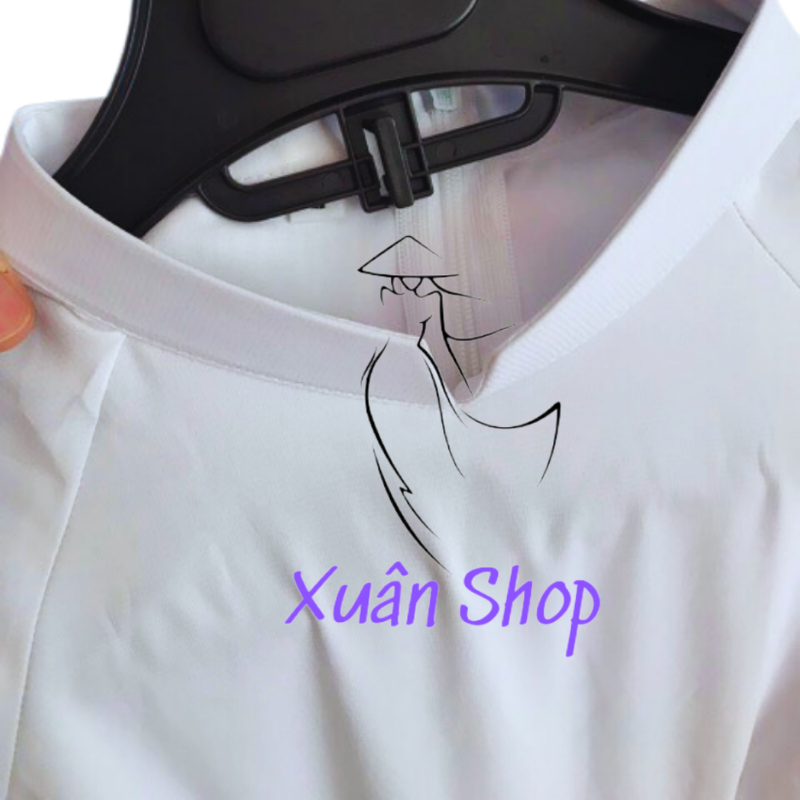 Áo dài trắng Sứ học sinh cổ Vuông 02 tà LỤA NHẬT/ áo dài nữ sinh / áo dài học sinh cấp 3 / áo dài truyền thống