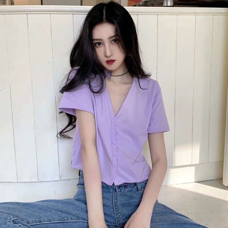 Áo Croptop YUNI Cổ Tim Tay Lỡ Unisex