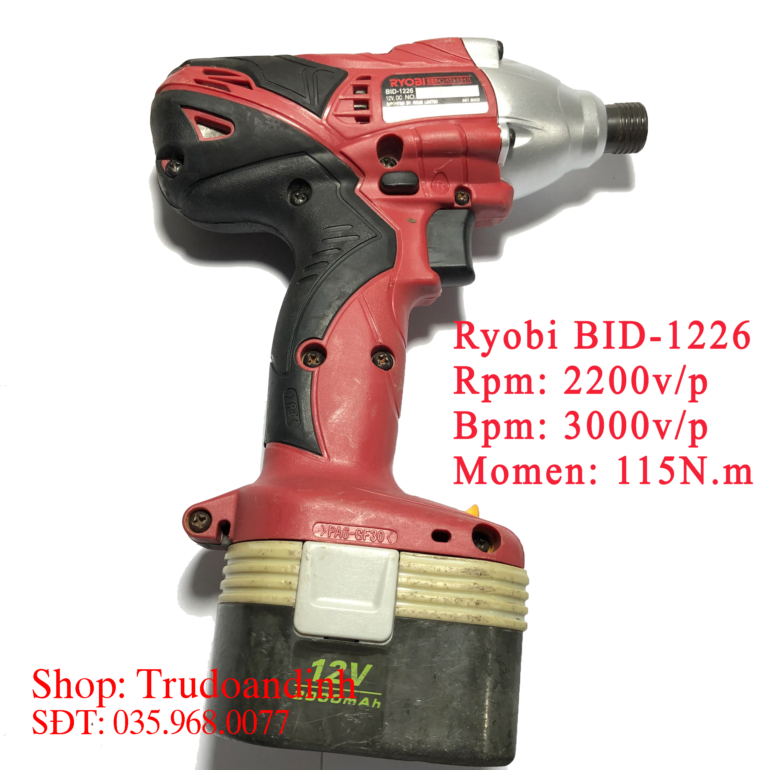 [HCM]Máy Bắn Vít Vặn Vít Ryobi BID-1226 12V