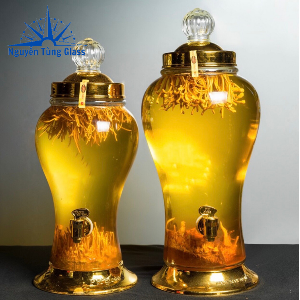 BÌNH NGÂM RƯƠU SÂM THỦY TINH  Phú Hoà 4 LÍT CÓ VAN
