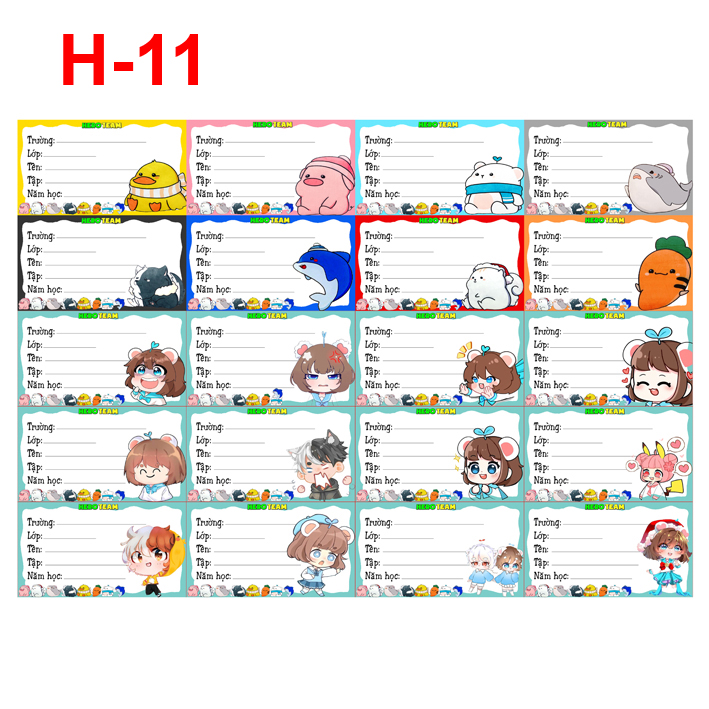 Nhãn vở Hero TEam ( set 20 nhãn vở)