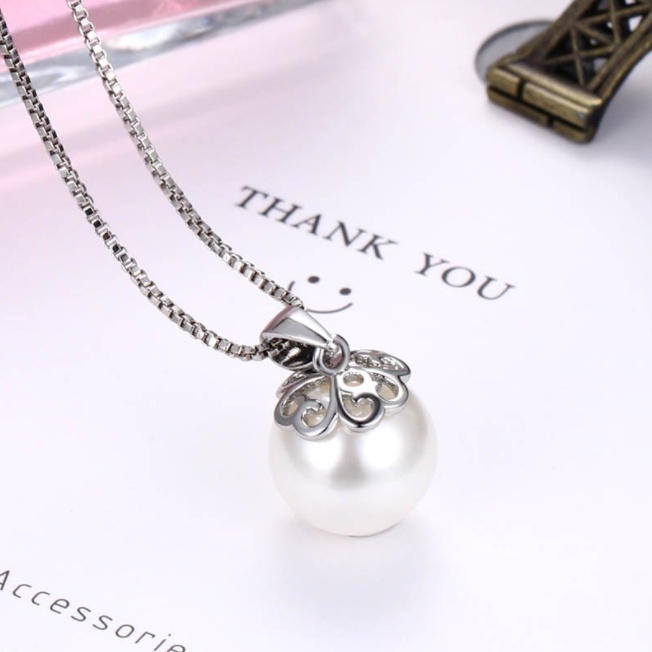 Mặt dây chuyền bạc s925 đính ngọc trai hạt 10 ly - ngọc trai trường thịnh