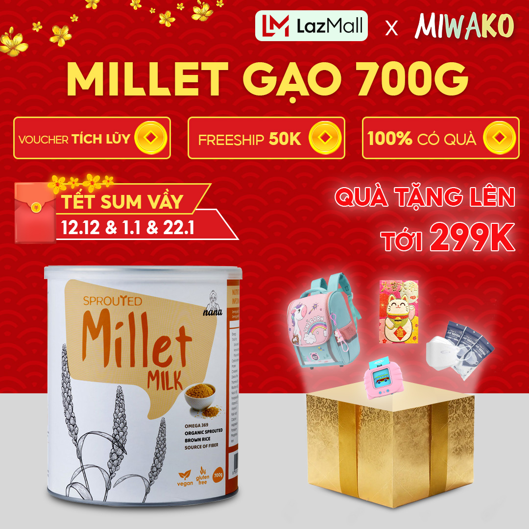 Sữa Hạt hữu cơ Millet 100% Organic, Nhập khẩu Malaysia hộp 700G