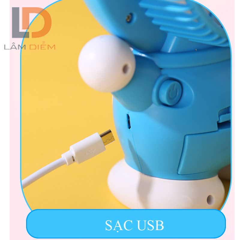 Quạt để bàn sạc usb 2 chế độ siêu mát đôrêmon kitty