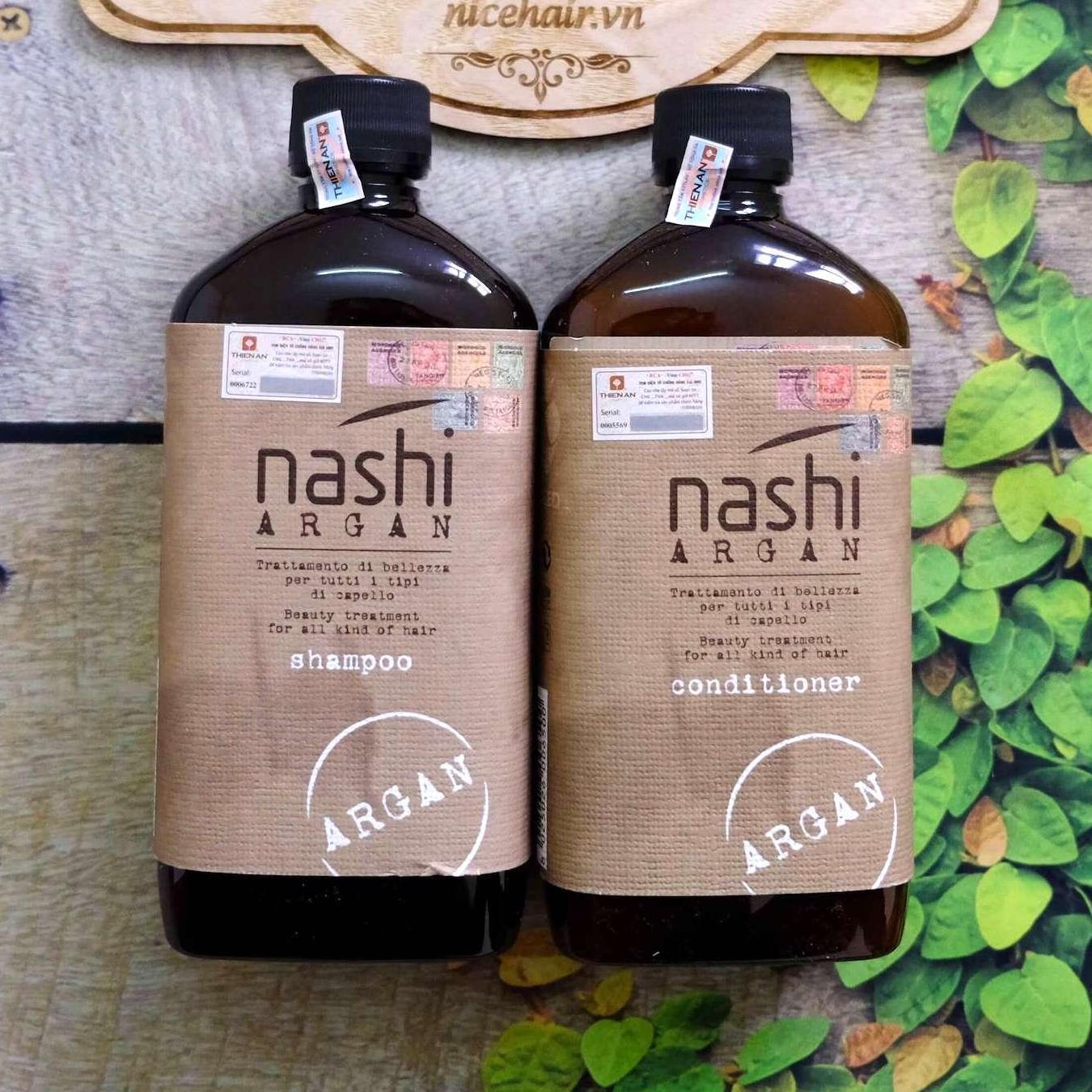 Nashi - dầu gội đầu nashi argan 500ml x2 - dầu gội cặp dưỡng tóc, phục hồi hư tổn