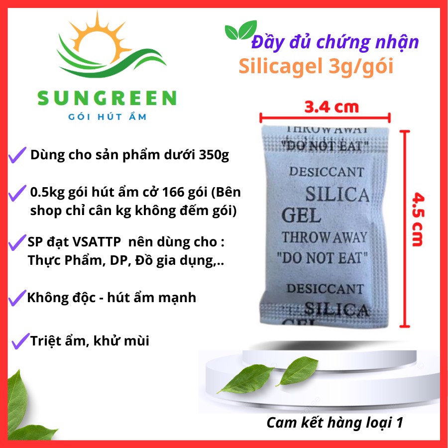 [HCM]1Kg Package desiccant Silicagel 3 gram (approximately 332 package) - Preservation-pharmaceuticals, technology, clothes-moisture-proof mould, anti-rust, anti-odor ....