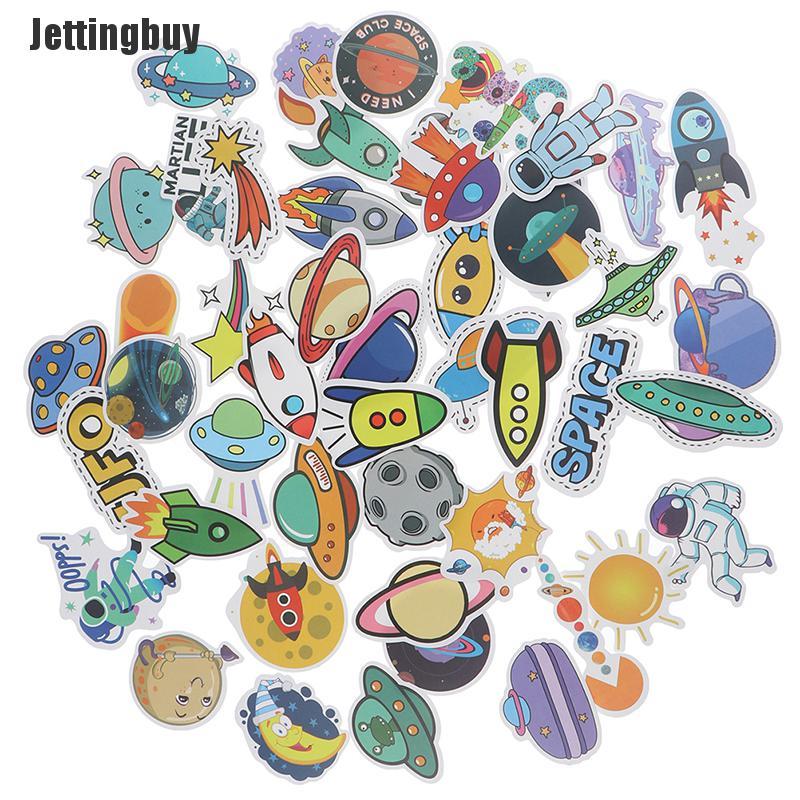 Jettingbuy 50Pcs Cartoon Space Planet Stickers Laptop Luggage Guitar Skateboard Decals