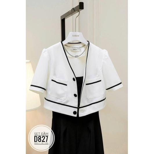 [Bigsize] Set đầm kèm áo viền D827