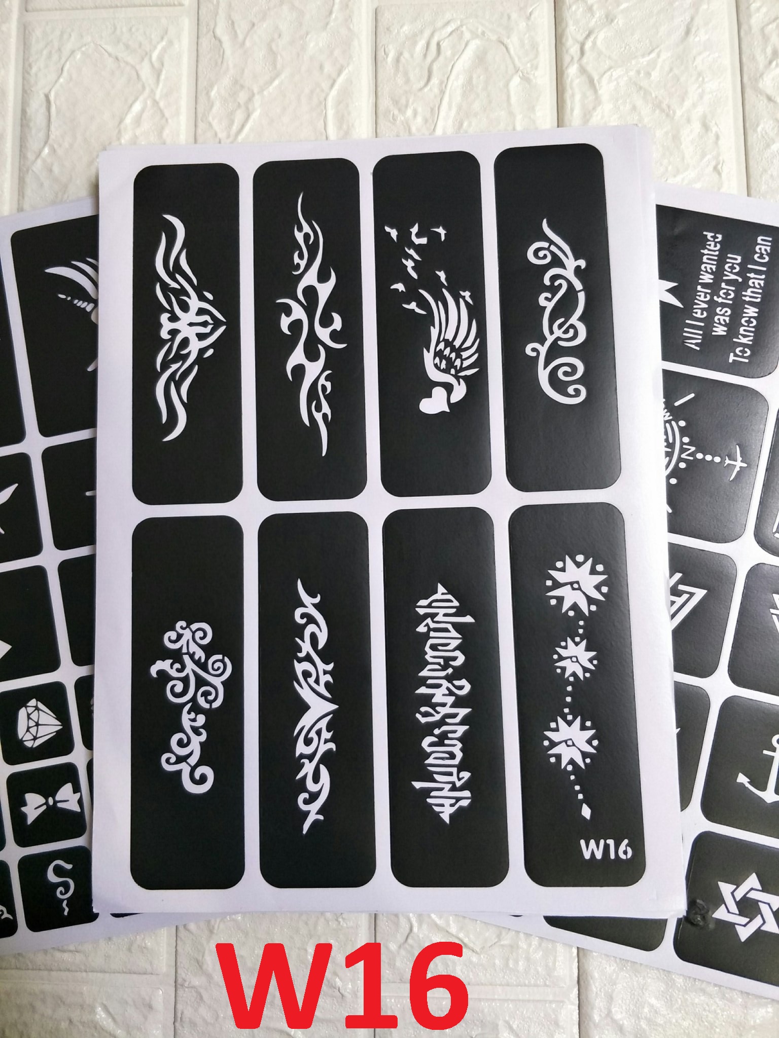 KHUÔN XĂM HÌNH XĂM TẠM THỜI W16 KHỔ A4 không kèm mực