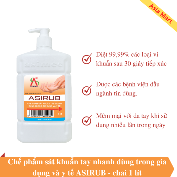 Nước rửa tay khô sát khuẩn y tế 1 lít ASIRUB [CHÍNH HÃNG] nhập khẩu