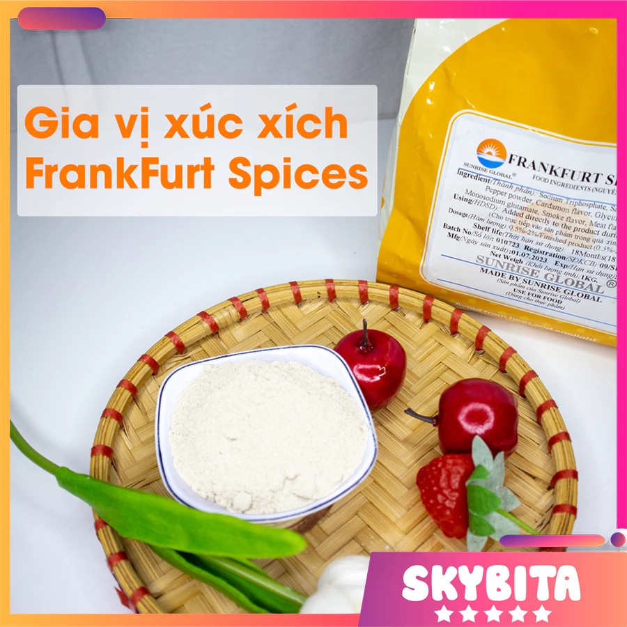 Bột gia vị làm xúc xích Frankfurt SR07, vị đậm đà thơm đặc trưng gói tách nhỏ tiện lợi