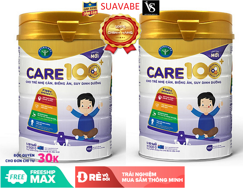 Bộ 2 sữa bột Nutricare Care 100 plus 900g
