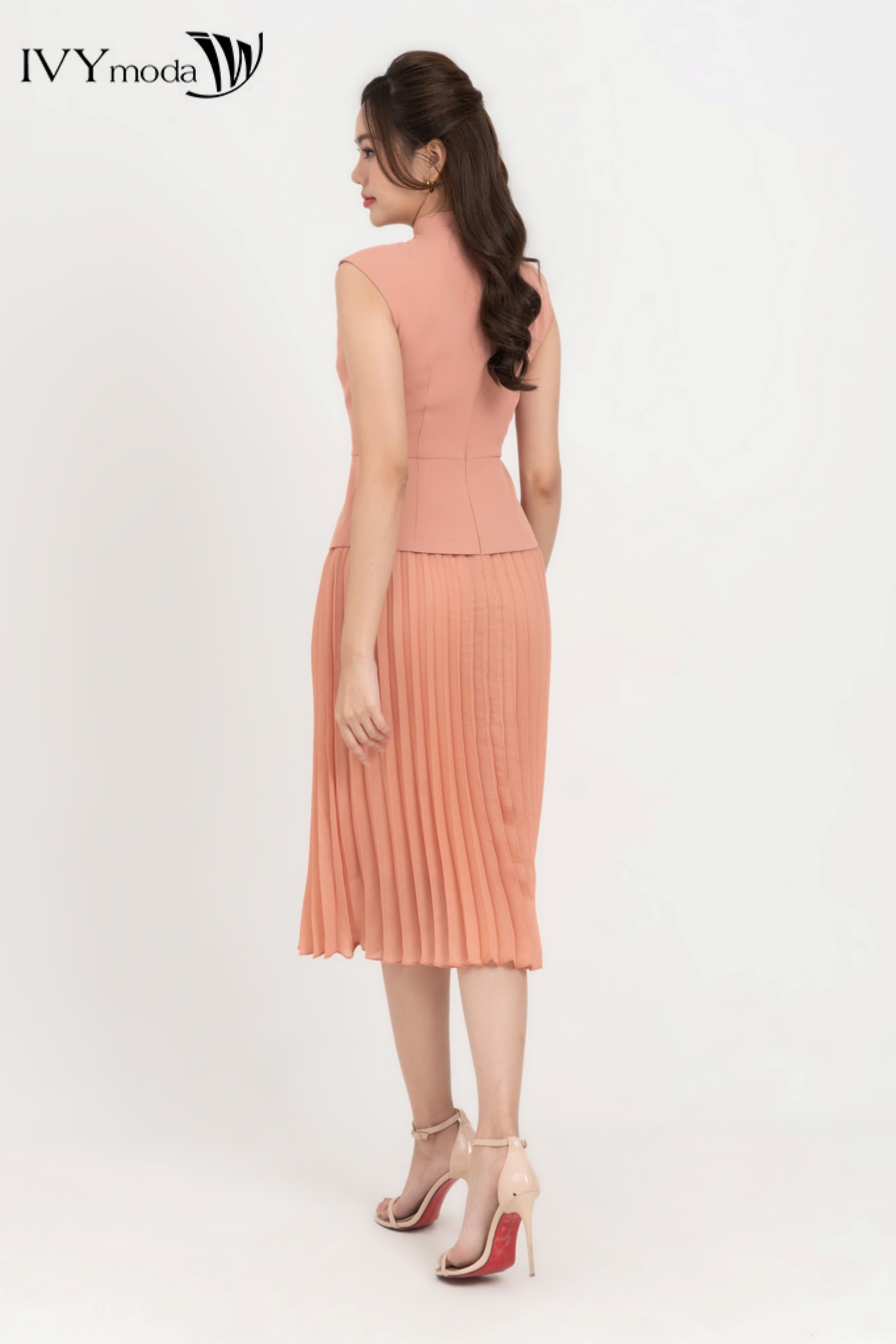 Đầm dạo phố dáng xòe xếp ly IVY moda MS 41M8287