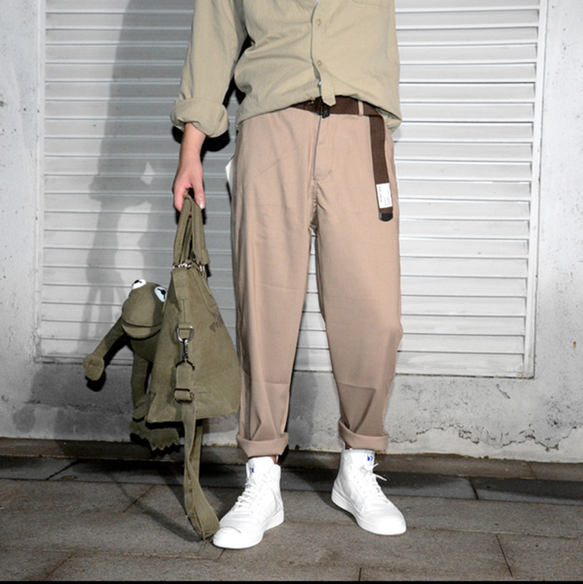 Quần Tây Âu Baggy Nam Chinos Xắn Gấu Ống Suông Basic Lưng Cài Kiểu Dáng Thanh Lịch Kèm Dây Lưng Vải Kiểu Dáng Hàn Quốc Thời Trang 4MENHN JOGGER NAM 9000066C3