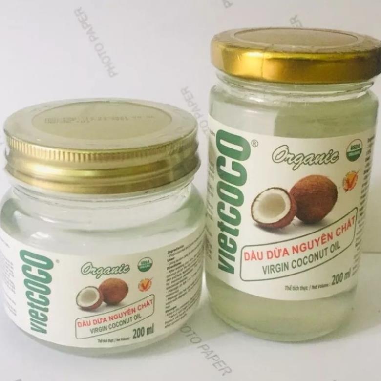 Vietcoco dầu dừa nguyên chất hàng organic - hũ 200ml