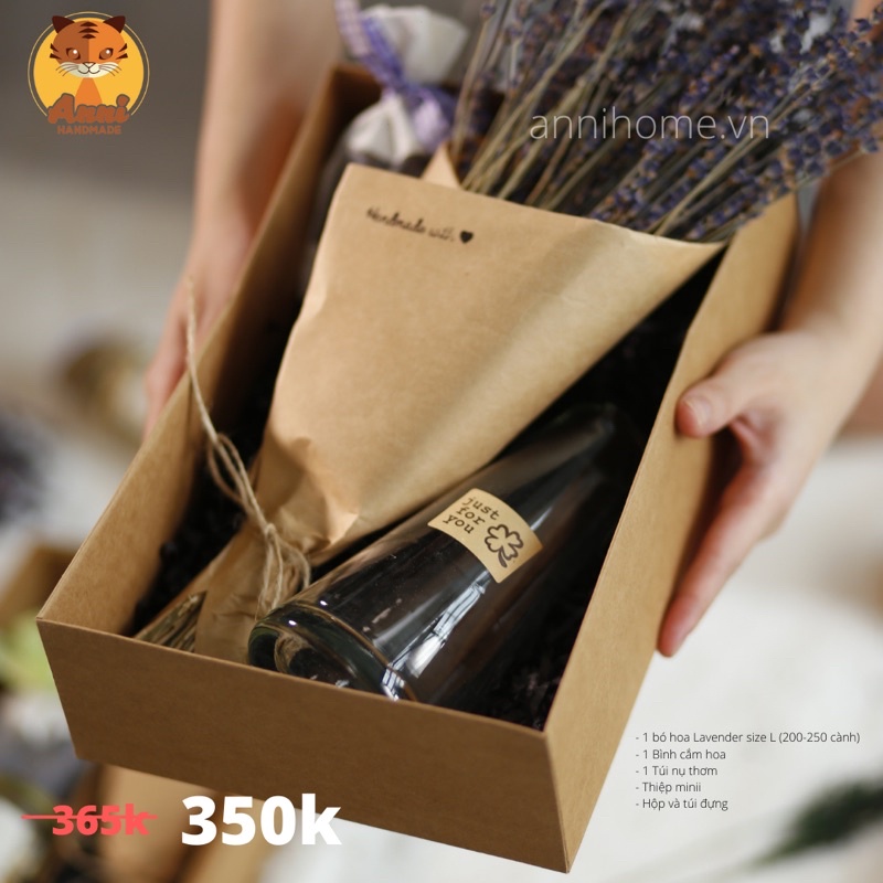 [Ảnh thật] Set hoa Lavender Anni Home (gồm hoa khô Lavender, bình cắm hoa, túi thơm và thiệp)