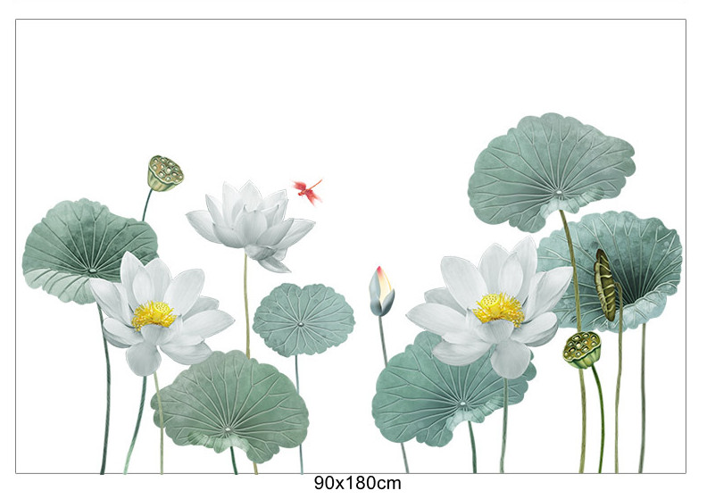 Decal trang trí tường - Hoa sen trắng