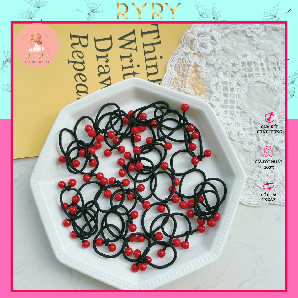 Set 5 Dây Cột Tóc chùm hạt châu Đơn Giản Cho bé