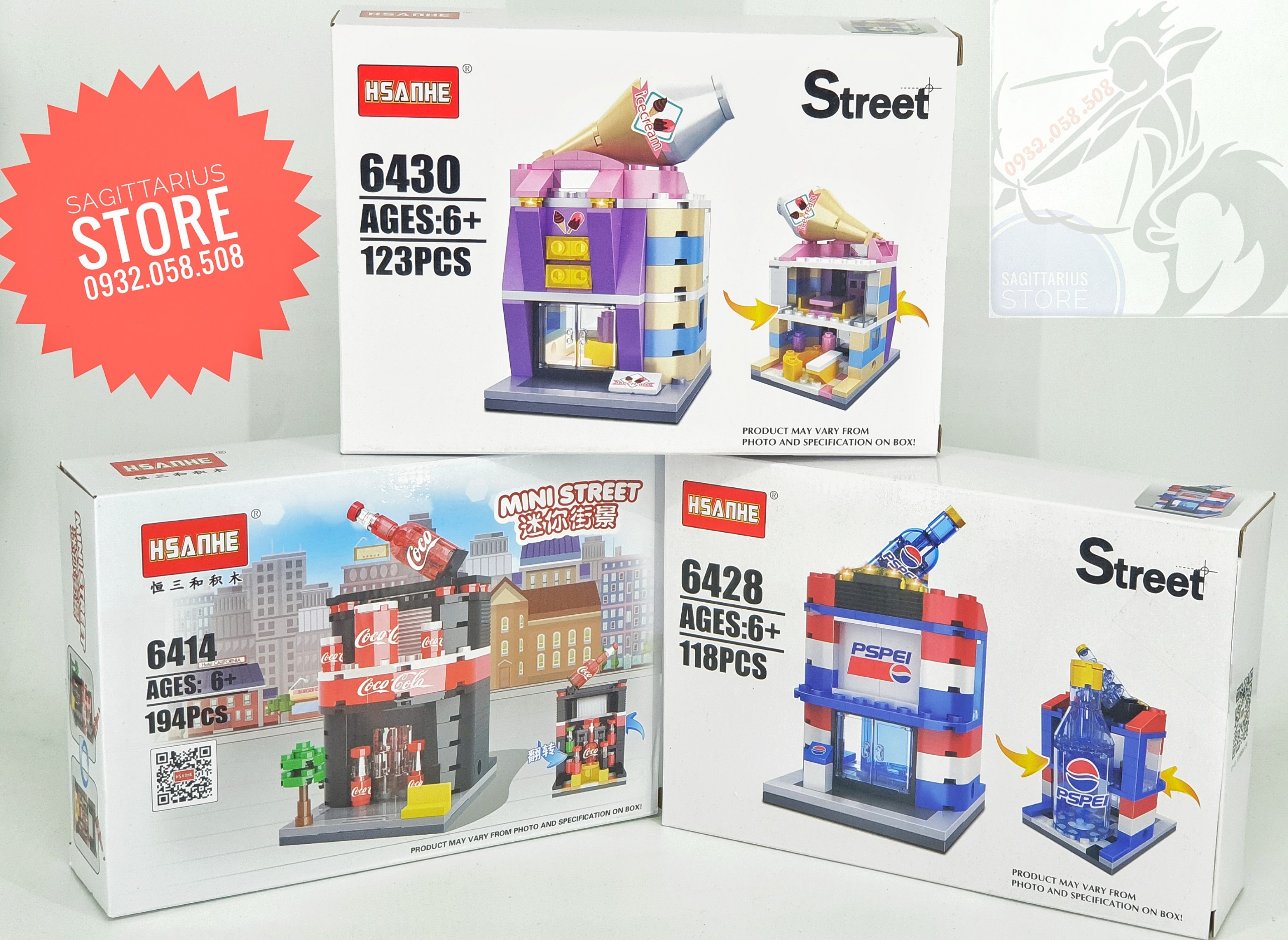 [HCM]Bộ Lego HSANHE Mini Street Lắp Ráp Cửa Hàng Mini ( 3 in 1 ) - 435 Mảnh