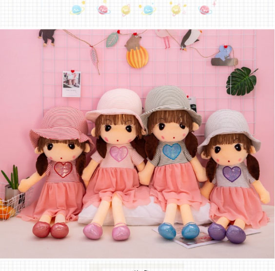 Búp bê váy kẻ hàng cao cấp size 45cm - xanh