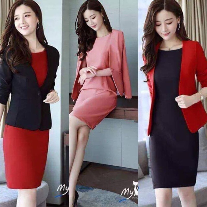 [HCM]ĐẦM CÔNG SỞ KÈM VEST ĐẸP