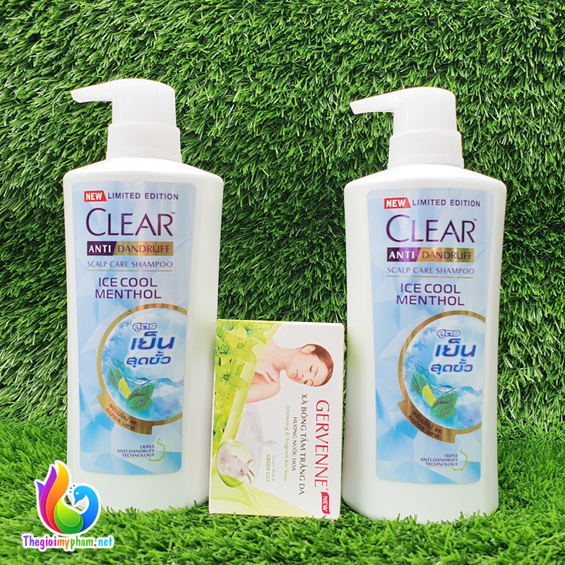 [Tặng Cục Gervenne]Combo 2 Dầu Gội Clear Bạc Hà 390g Thái Lan