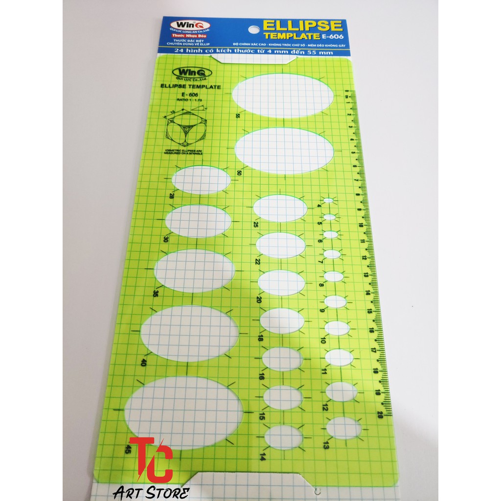 Thước Ellip, Thước Vẽ Kỹ Thuật, Ellipse Template Ruler E-606