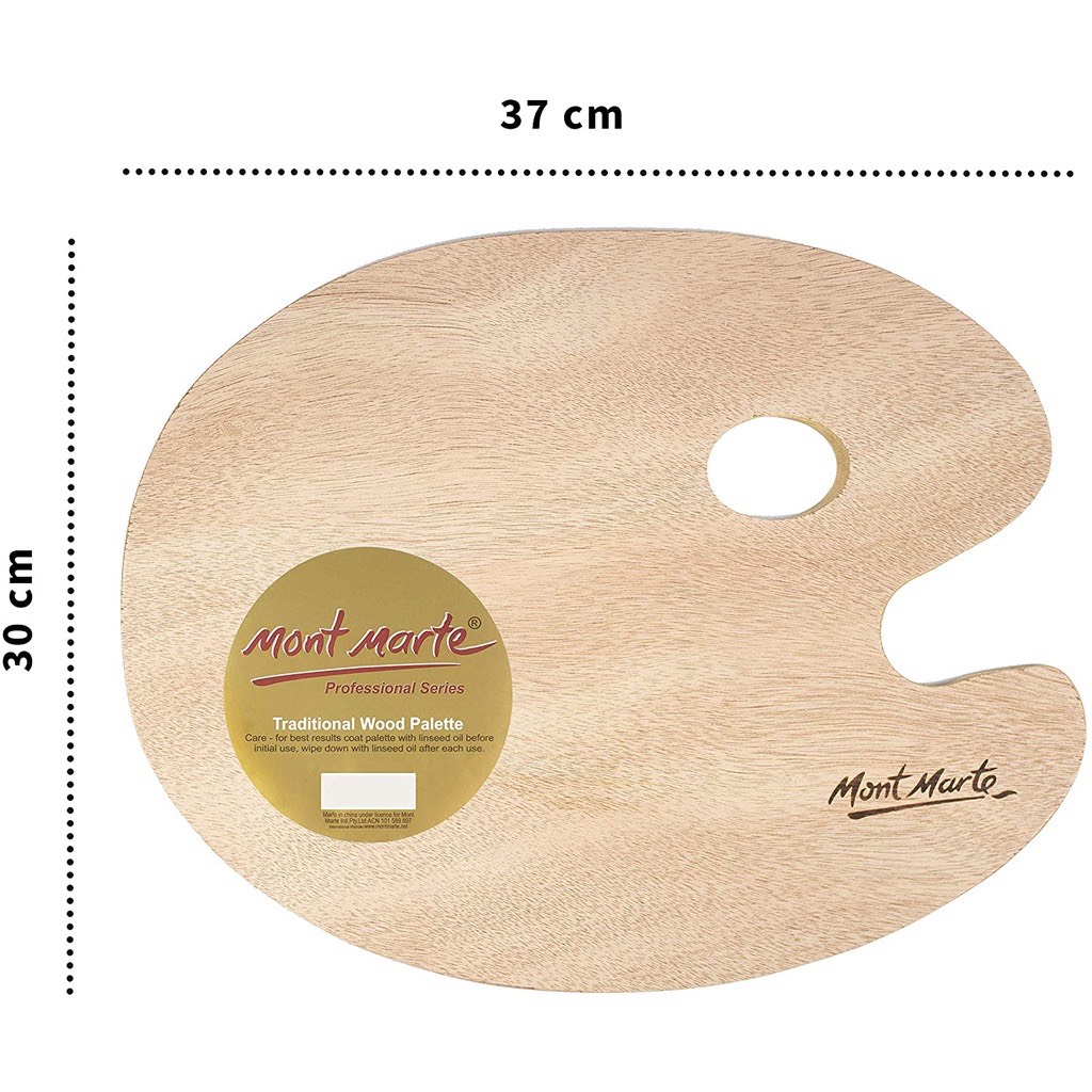 Khay Pha Màu Gỗ Palette Oval Gỗ Mont Marte (Oval Wood Palette 30x38cm)