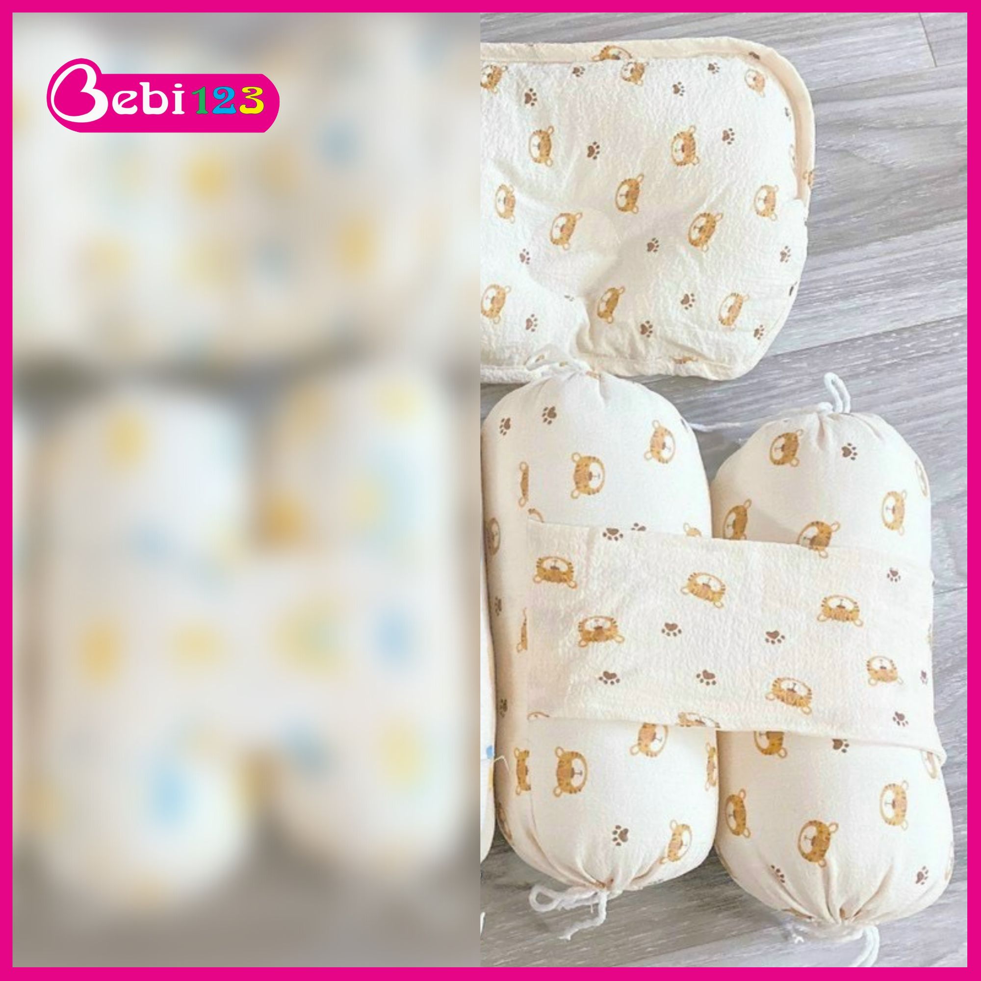 Bộ gối chặn Xốp, kèm gối nằm lõm Baby Bee cho bé