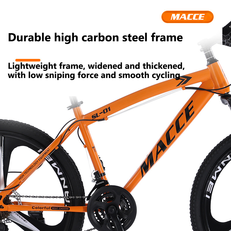 FED【COD】🔥 Outdoor mountain bike, variable speed shock absorption student bicycle, front and rear double disc brake high carbon steel bicycle