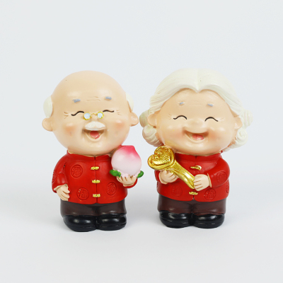Bộ 02 tượng Ông Bà áo đỏ 6cm