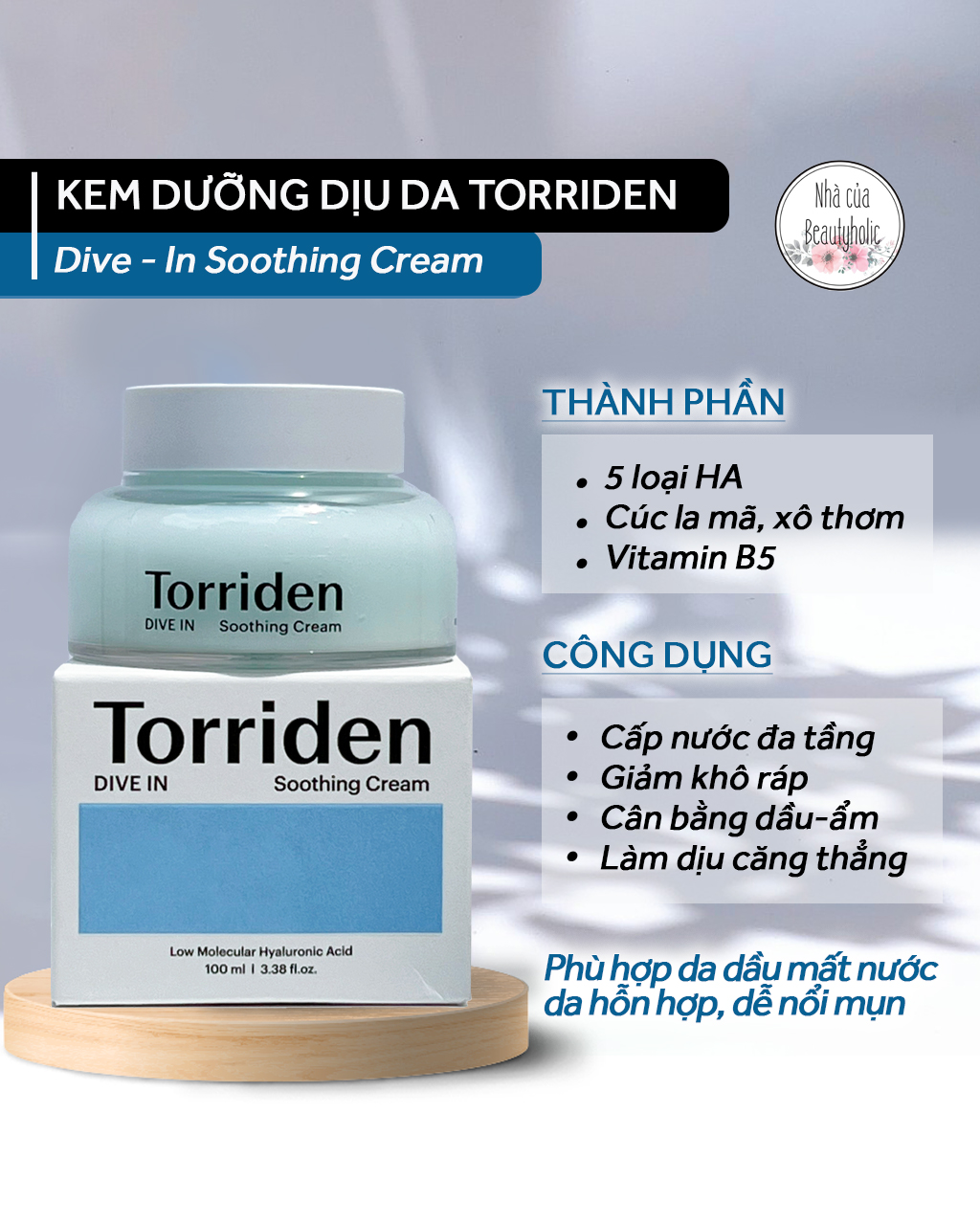 [HCM][Nhacuabeautyholic] Kem dưỡng TORRIDEN DRIVE IN SOOTHING CREAM