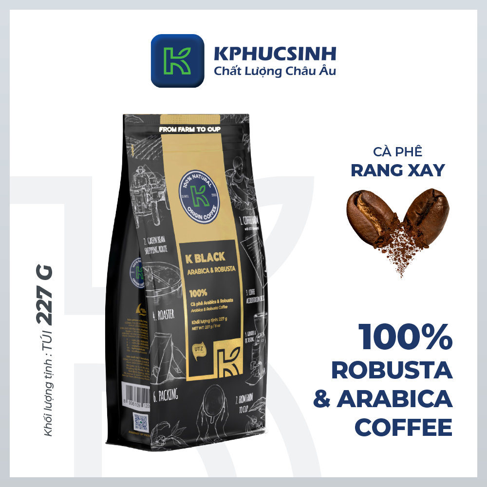 Cà Phê Rang Xay Nguyên Chất K Black 227g - Thương Hiệu K COFFEE