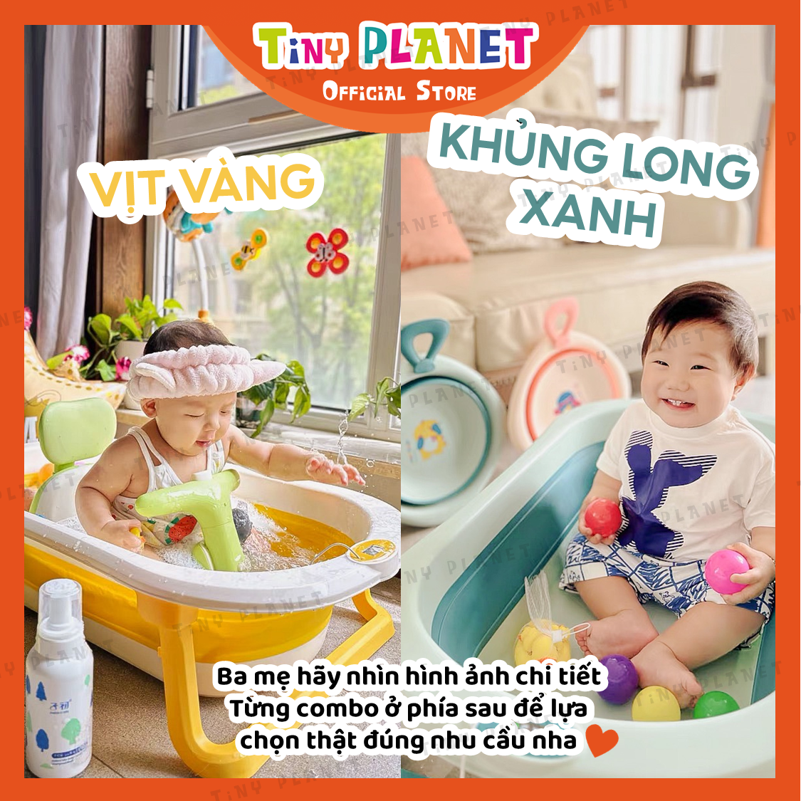 Chậu tắm gập gọn Tiny Planet có thể gấp gọn dành cho bé từ sơ sinh đến 5 tuổi (chính hãng)