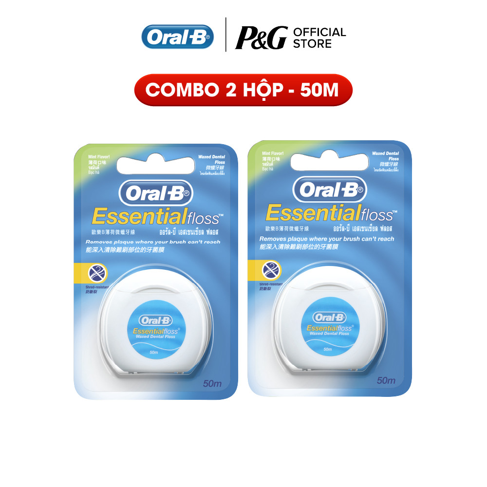 Combo 2 Chỉ Nha Khoa ORAL-B Essential Floss Bạc Hà Hộp 50M