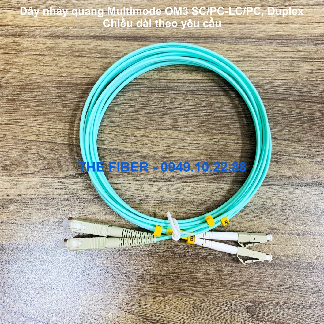 Dây nhảy quang multimode om3 sc/pc-lc/pc duplex - chiều dài theo yêu cầu