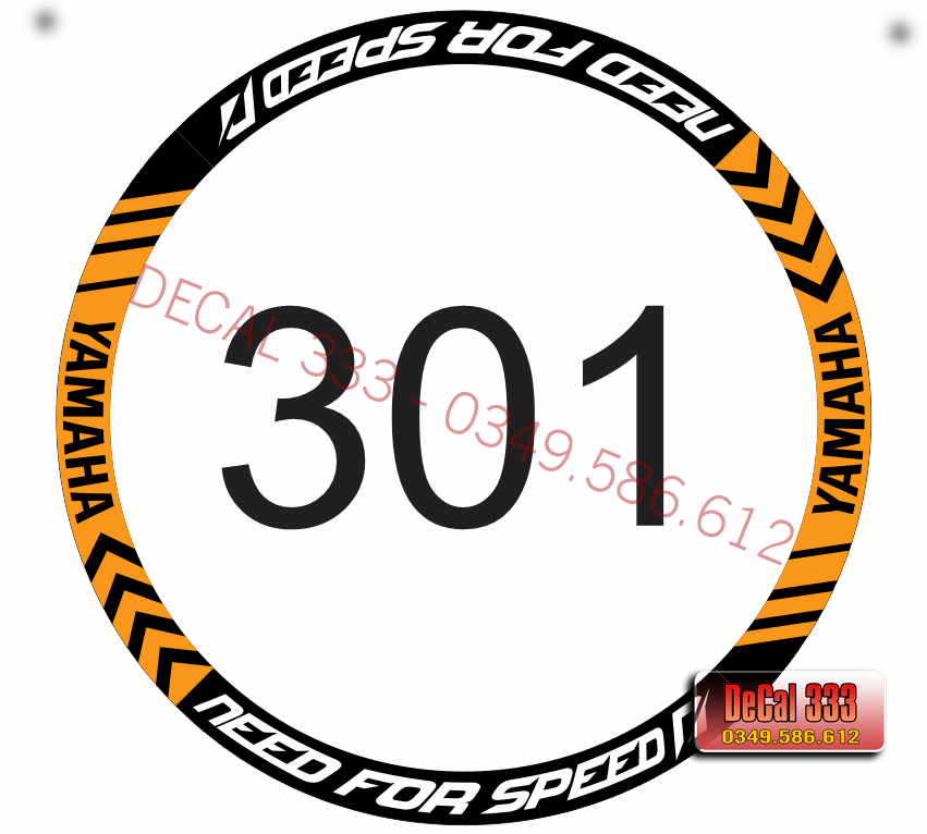 Tem vành xe máy NEED FOR SPEED CAM ĐEN 301