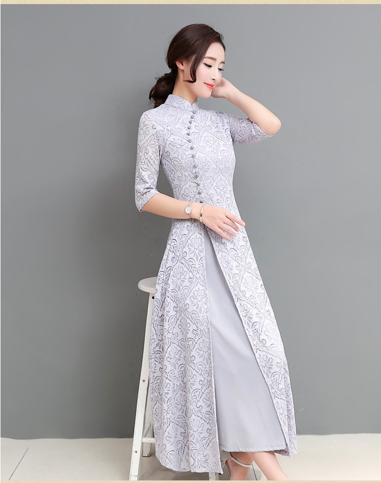 HÀNG NHẬP - ÁO DÀI CÁCH TÂN REN HOA SIÊU SANG - SX09