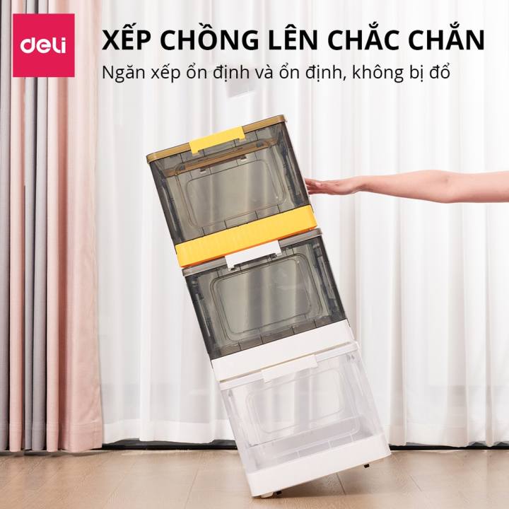Hộp Đựng Đồ Cỡ Lớn Deli Có Nắp Đậy, Bánh Xe Cao Cấp Nhiều Kích Cỡ 28L/ 55L/ 86L Có Thể Tháo Lắp Tiết Kiệm Không Gian - VS484 - Hình ảnh 6