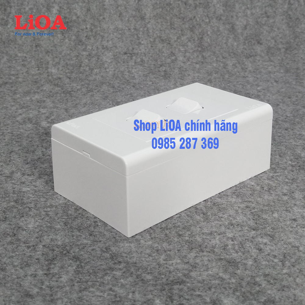 Combo 2 công tắc điện 1 chiều + mặt lỗ vuông LiOA - Lắp nổi