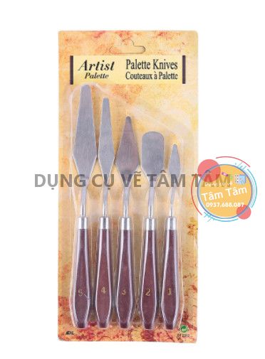 Bộ bay 5 cây , bay pha màu, Palette Knives set 5 , bay trộn màu , đắp tranh - Dụng cụ vẽ Tâm Tâm