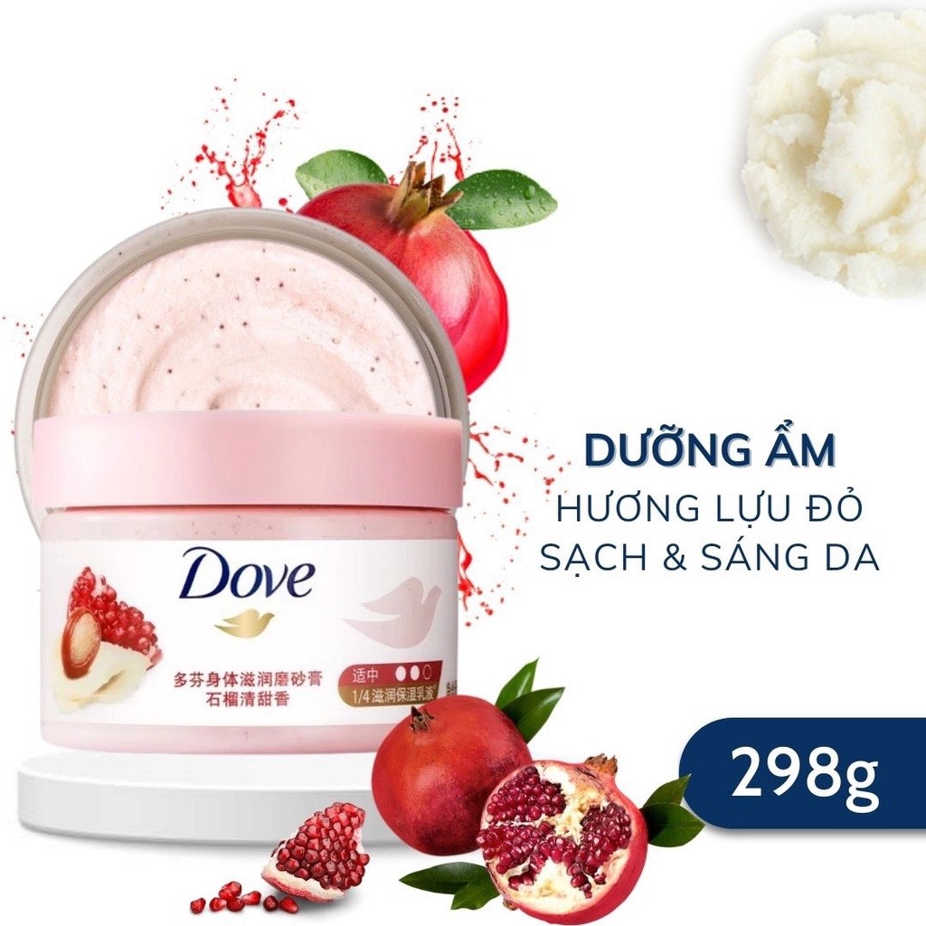 Dove Moisturizing Body Scrub Pomegranate Fragrance & Shea Butter Exfoliating Body Polish 298G